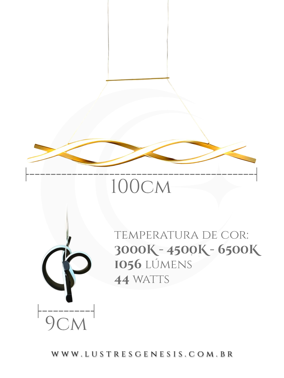 Lustre Pendente de LED Moderno Infinito Sindora instalado sobre mesa de jantar em uma sala elegante. DCD03030  Lustres G&ecirc;nesis - o melhore site da Internet para comprar Lustre